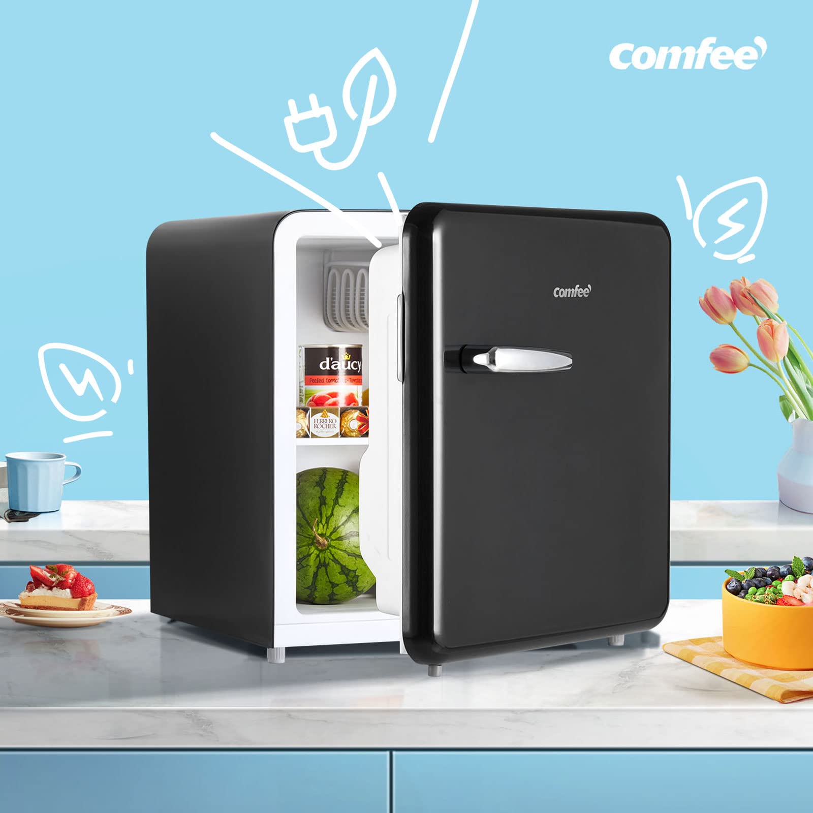 comfee-rcd50dk1rt-e-mini-k-hlschrank-retro-47l-schwarz image 4
