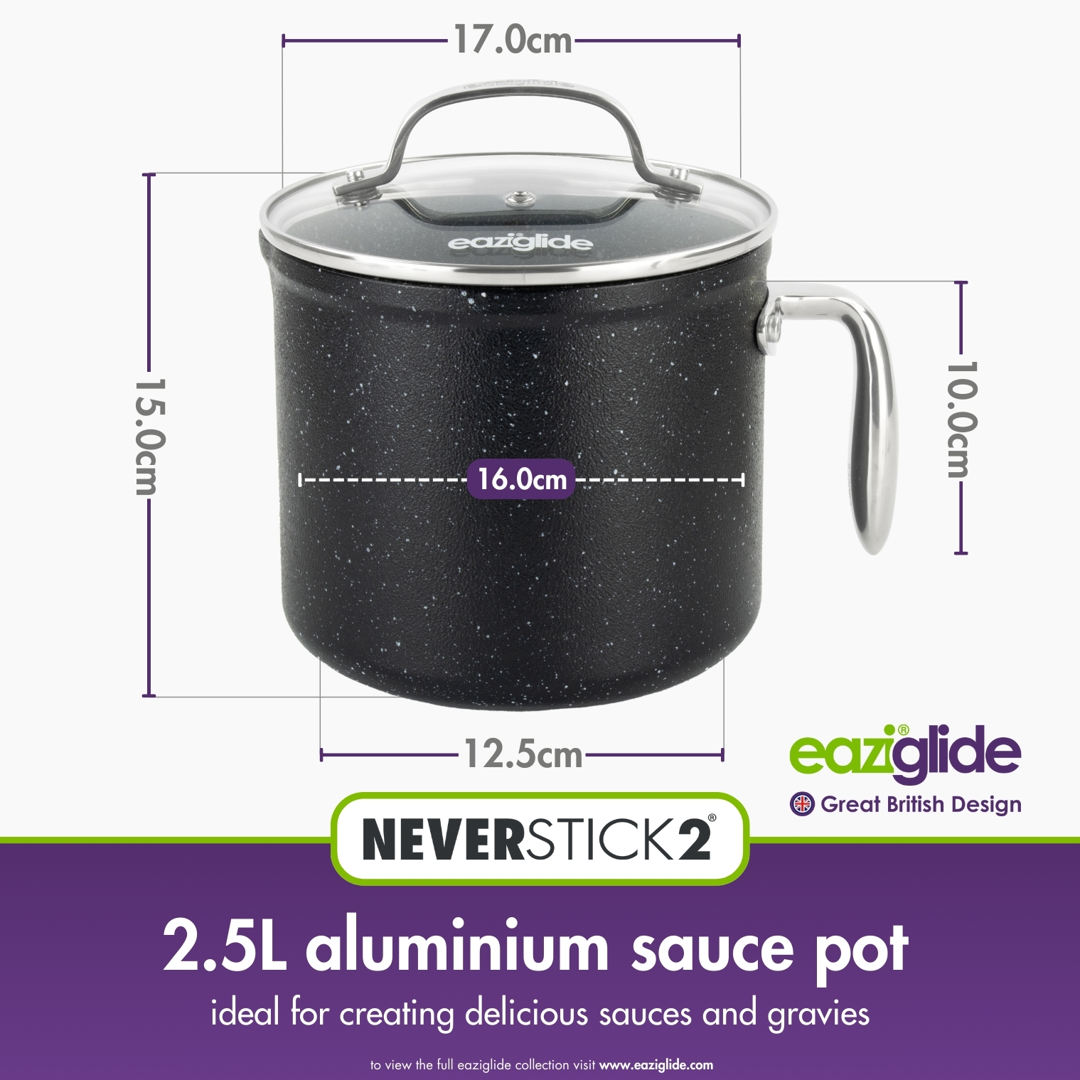 eaziglide-neverstick2-saucentopf-16-cm-2-5-l-mit-ausguss image 2