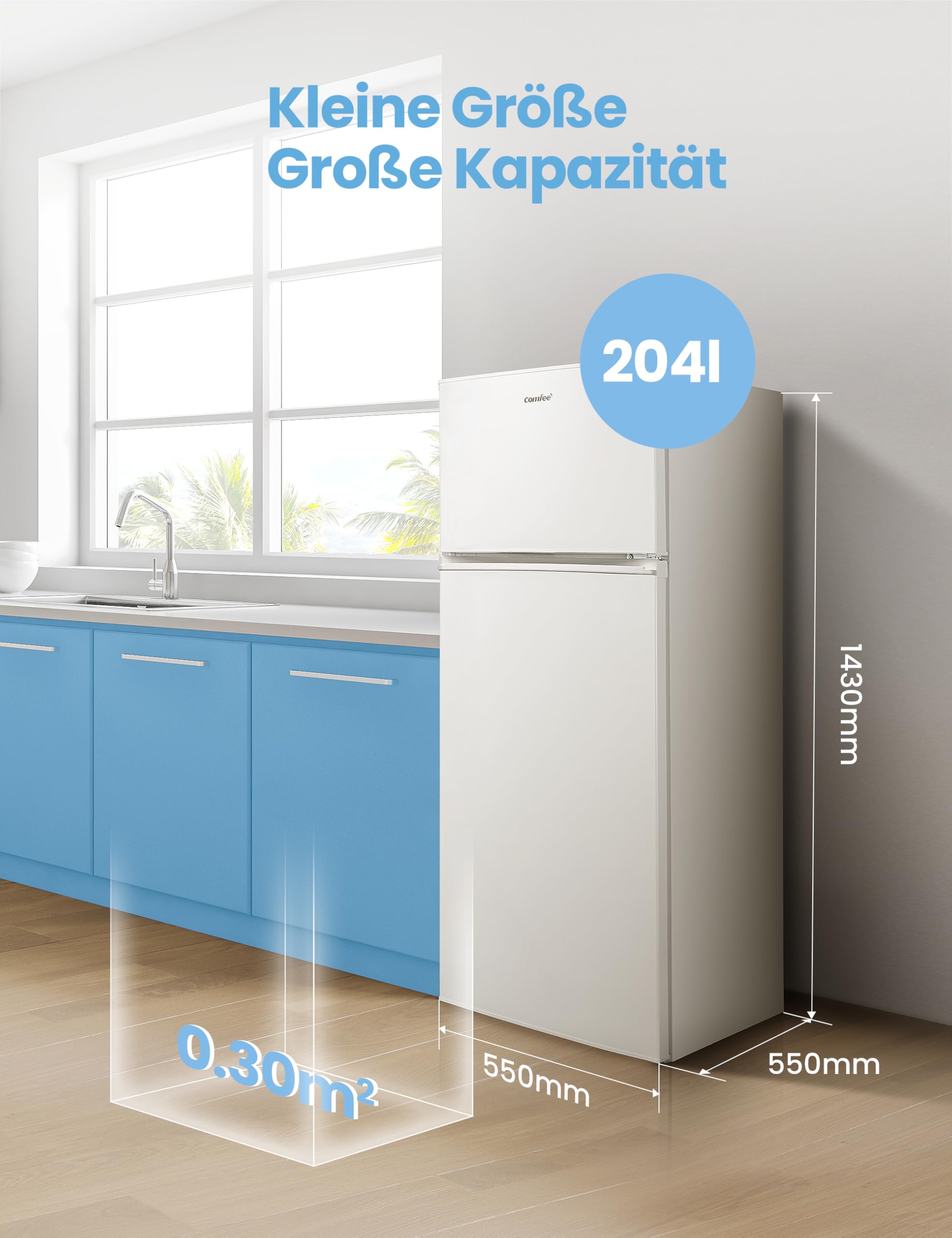 comfee-rct284wh2a-k-hl-gefrierkombination-204-l-wei image 3