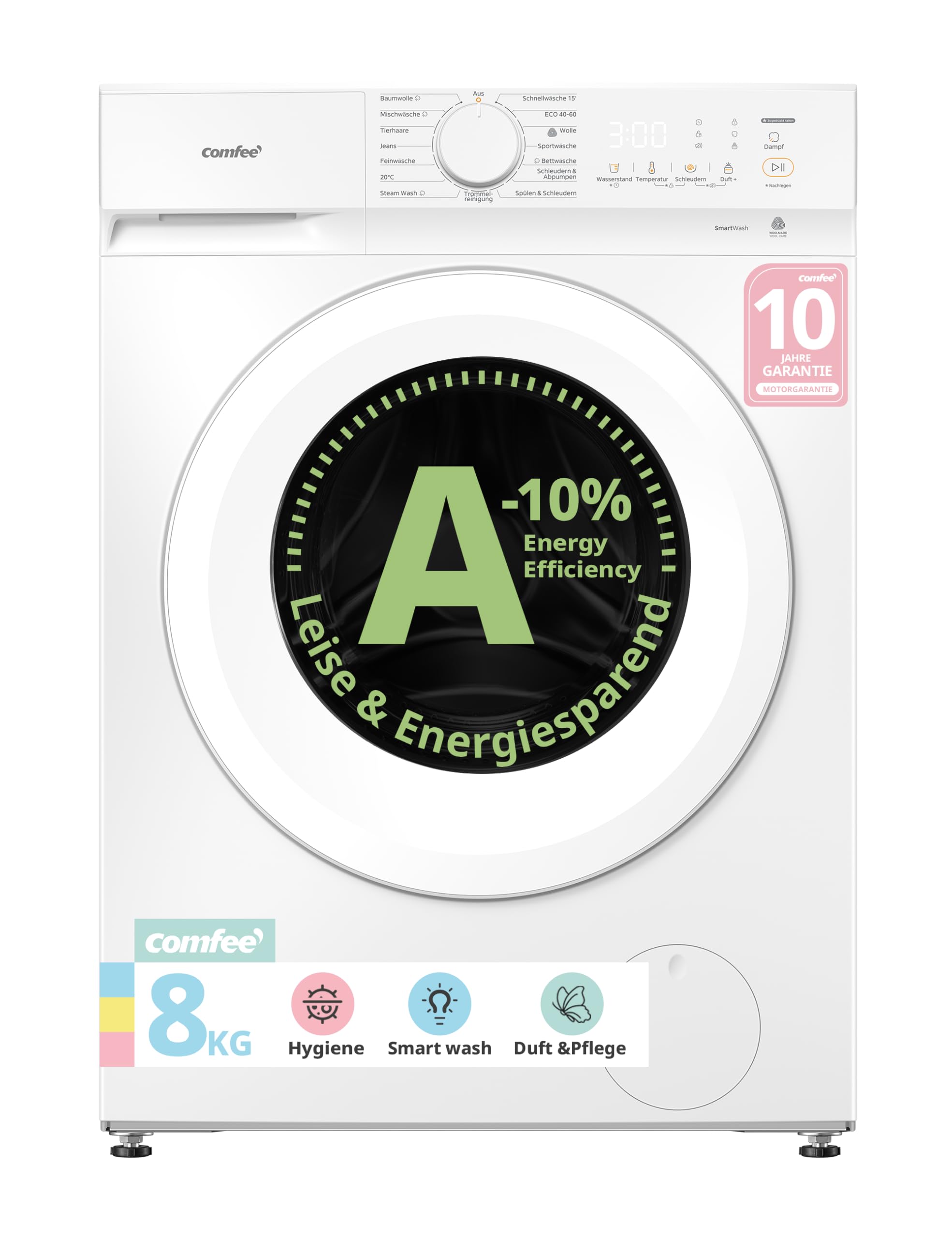 comfee-cf08ewp05w-frontlader-waschmaschine-8kg-a-10 image 1