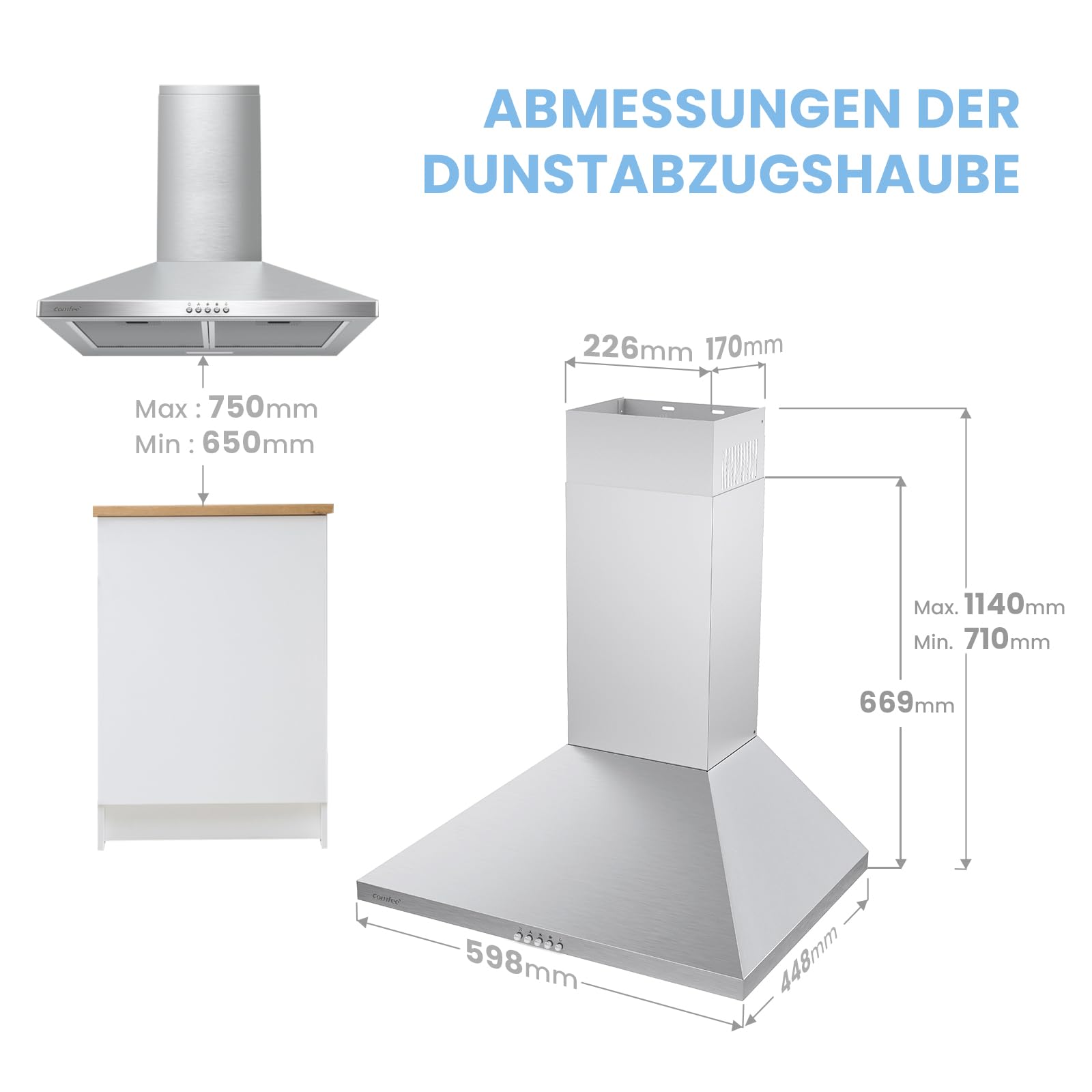 comfee-cht-3-6b-dunstabzugshaube-60-cm-umluft-abluft-silber image 7