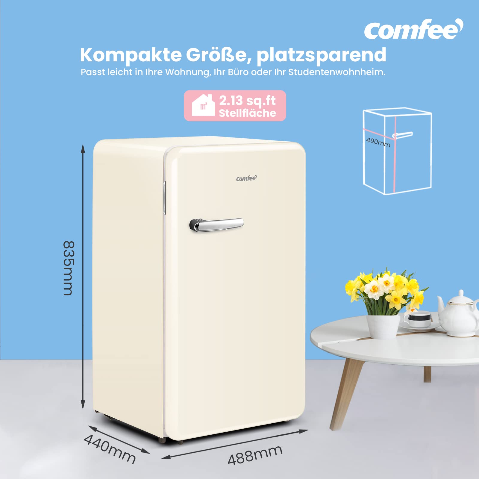 comfee-rcd93be1rt-e-tischk-hlschrank-retro-93l-beige image 3