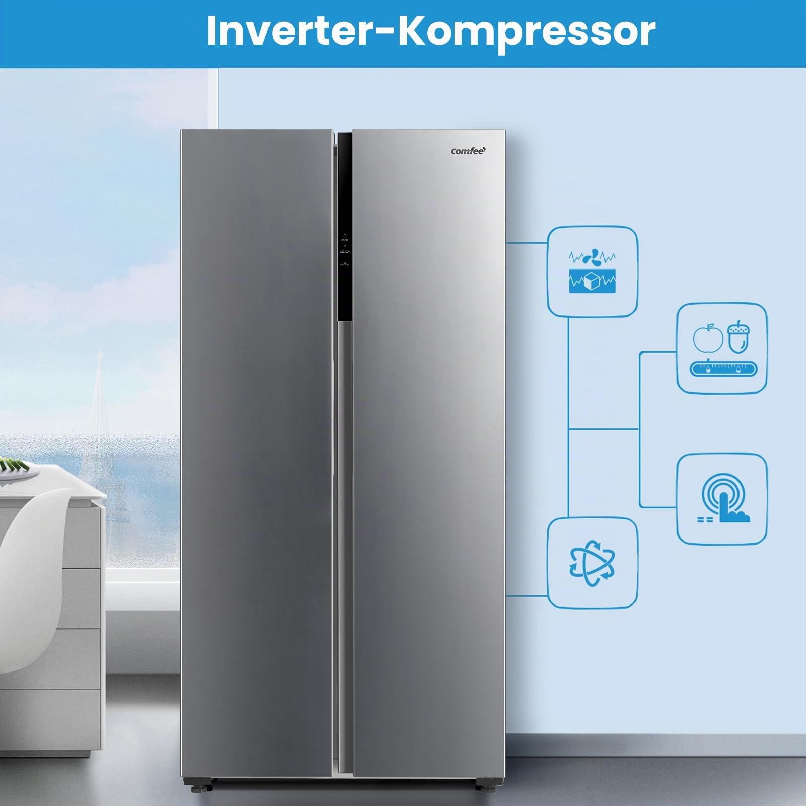 comfee-side-by-side-k-hlschrank-460l-no-frost-inverter image 4