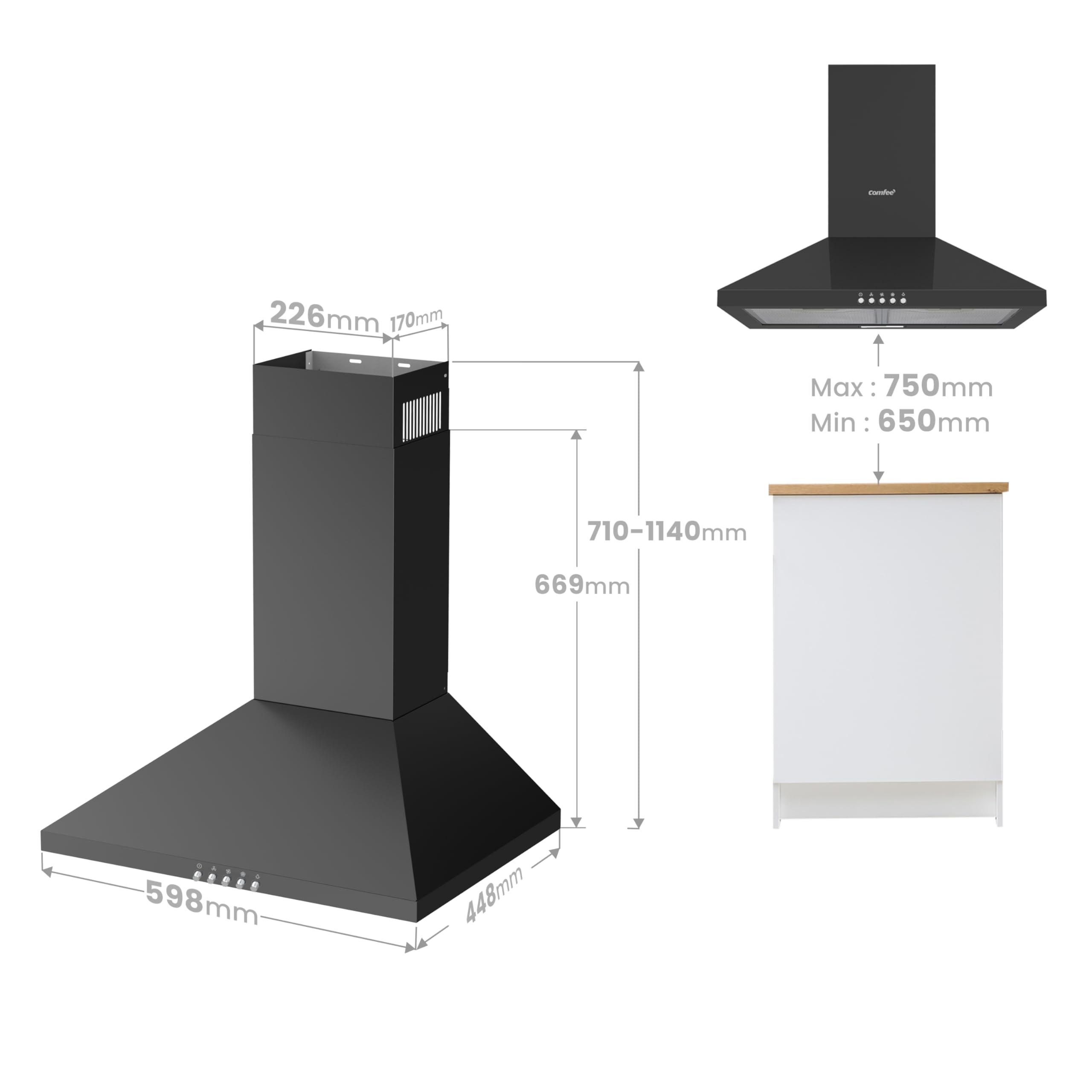 comfee-cht-3-6a17b-dunstabzugshaube-60-cm-schwarz-400-m-h image 7