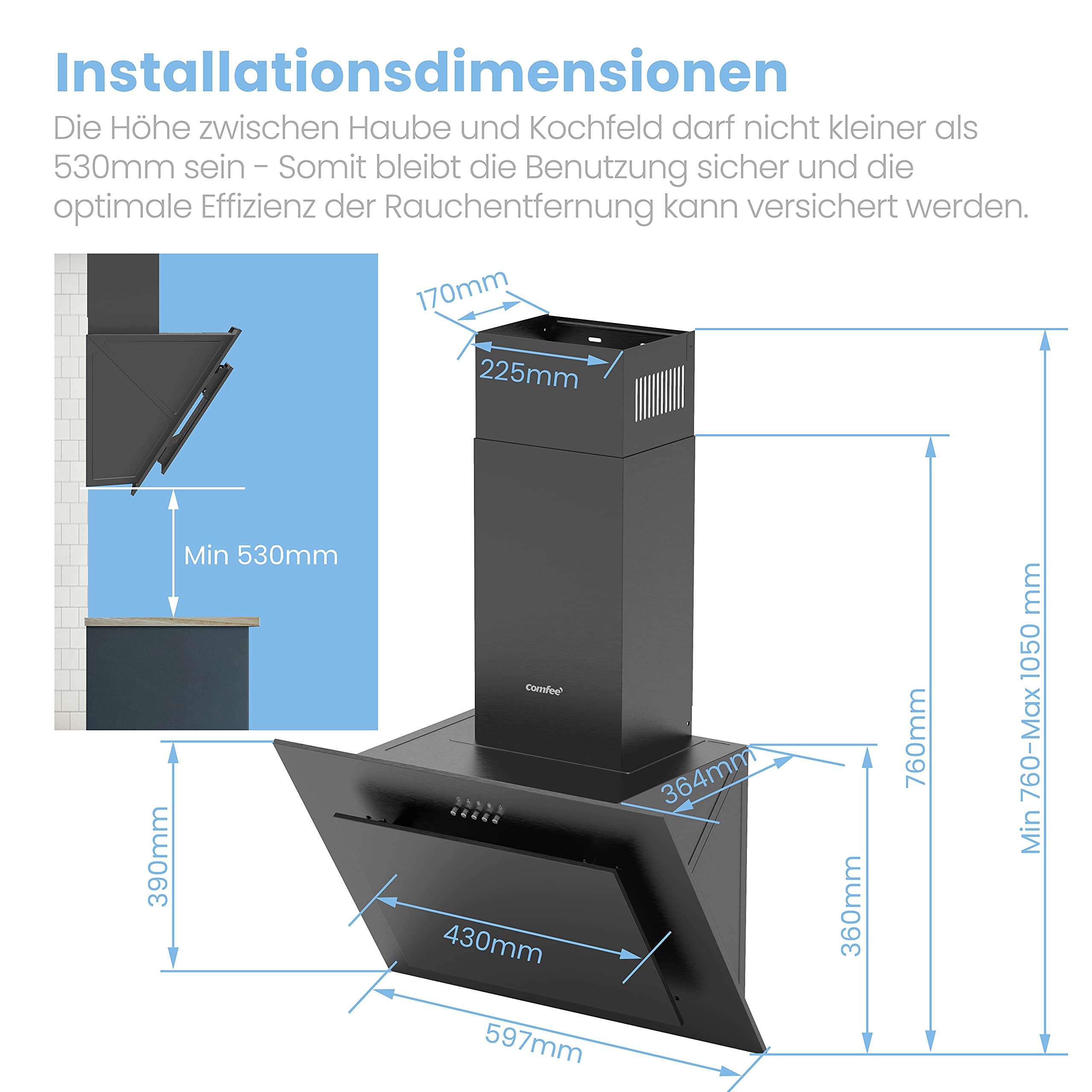 comfee-chk-3-6b-schr-ghaube-60-cm-schwarz image 7