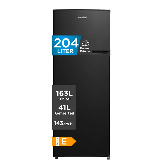 comfee-rct284dk2a-k-hl-gefrierkombination-204l-143-cm-schwarz image 1