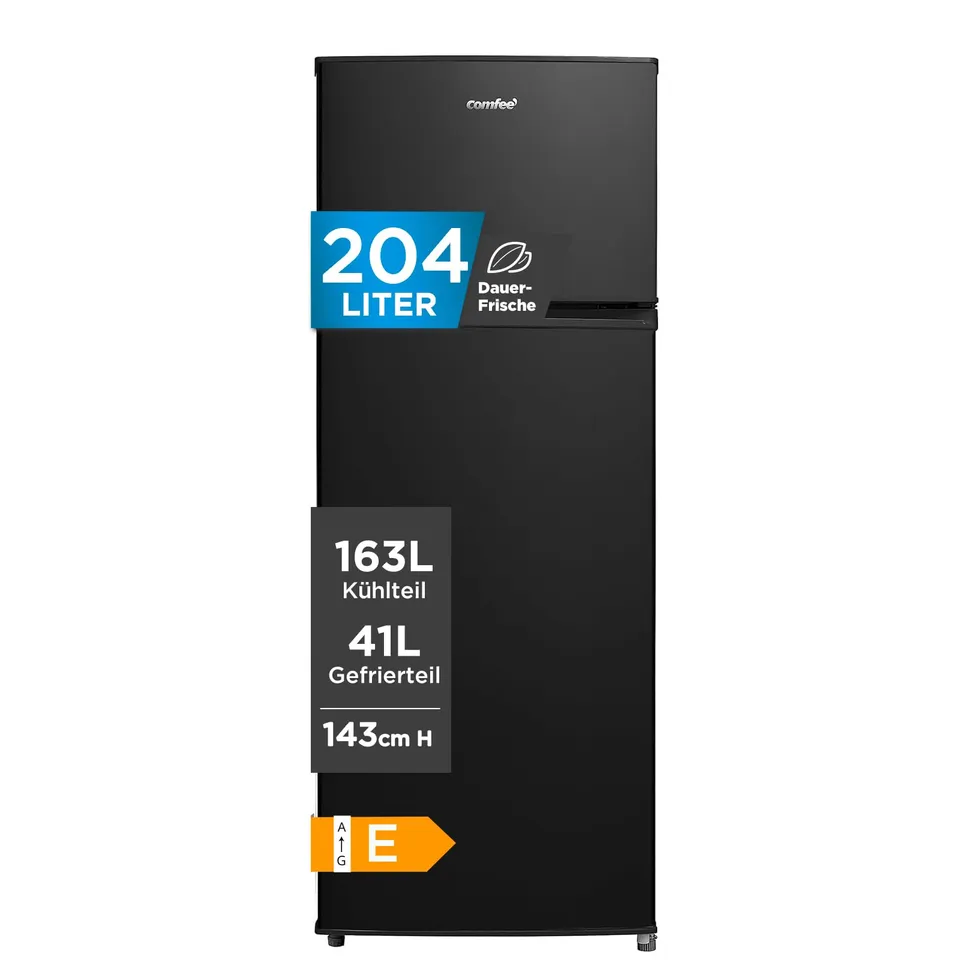 comfee-rct284dk2a-k-hl-gefrierkombination-204l-143-cm-schwarz image 1