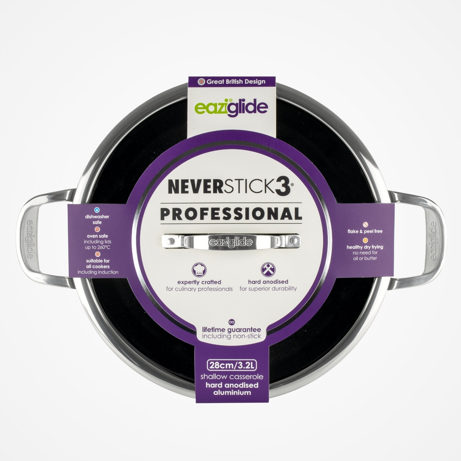 eaziglide-neverstick3-professional-flache-kasserolle-28-cm image 6