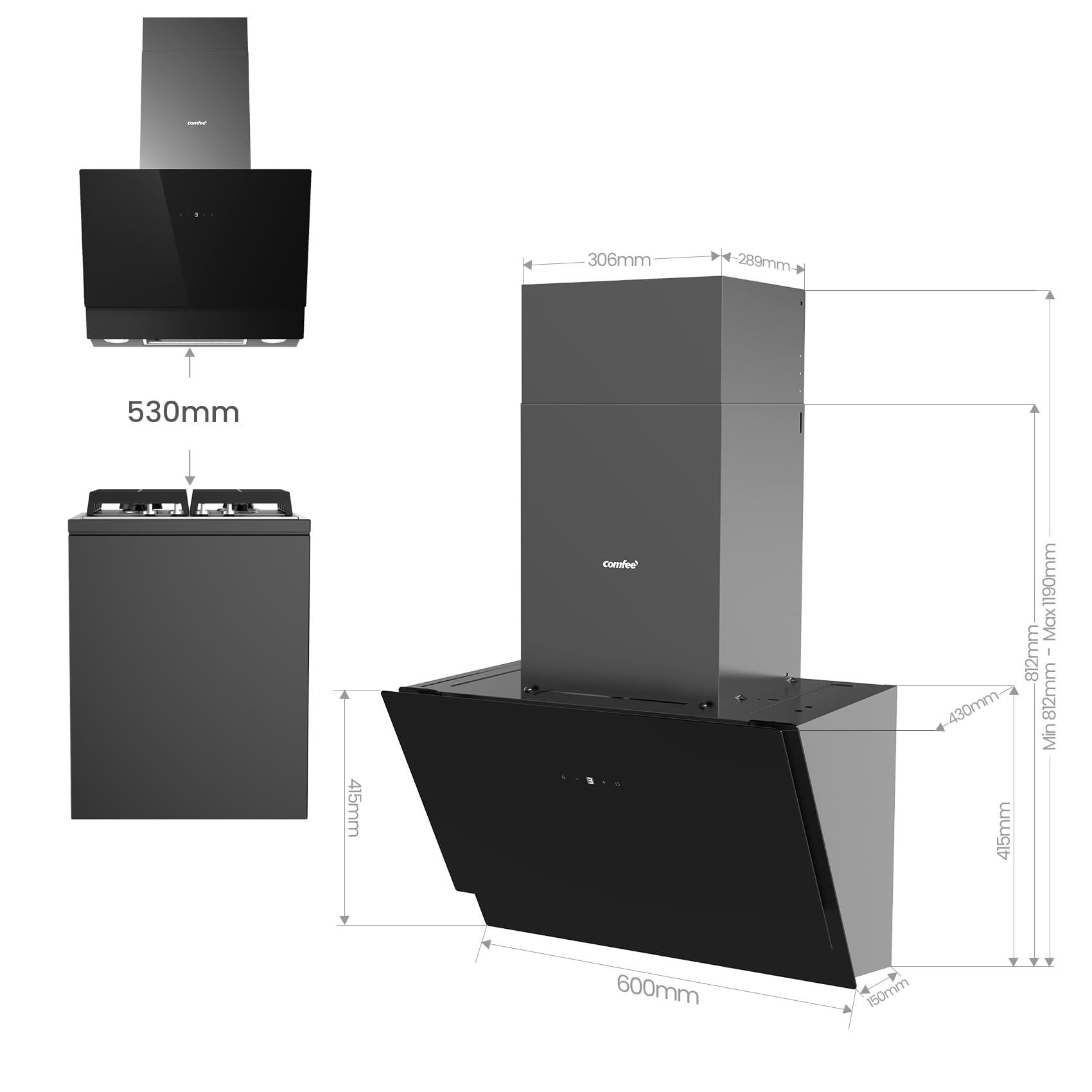 comfee-chk-7-6j72a3b-wandhaube-60-cm-a-650-m-h-glas-schwarz image 8