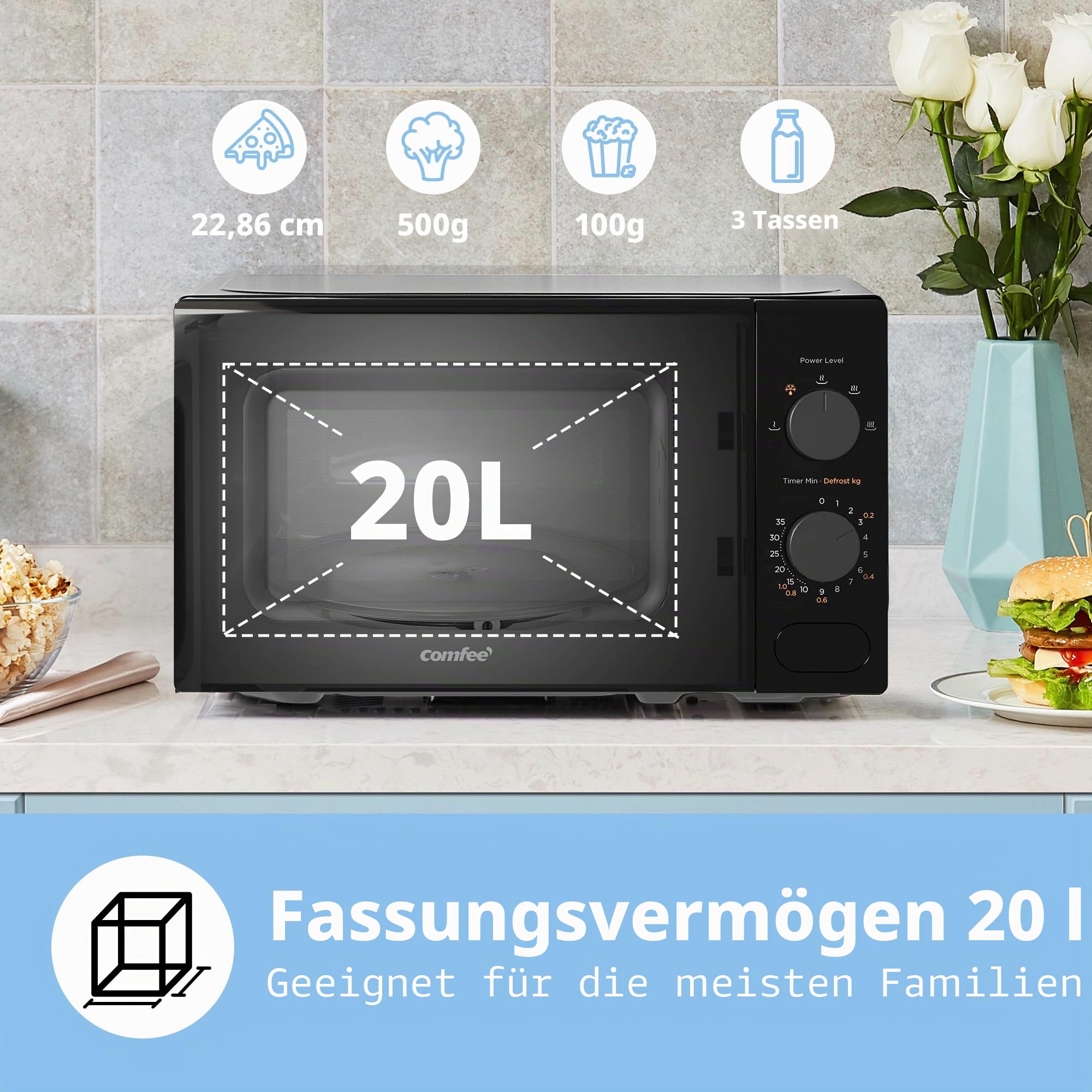 comfee-cm-m202cc-bk-mikrowelle-20l-700w-schwarz image 2