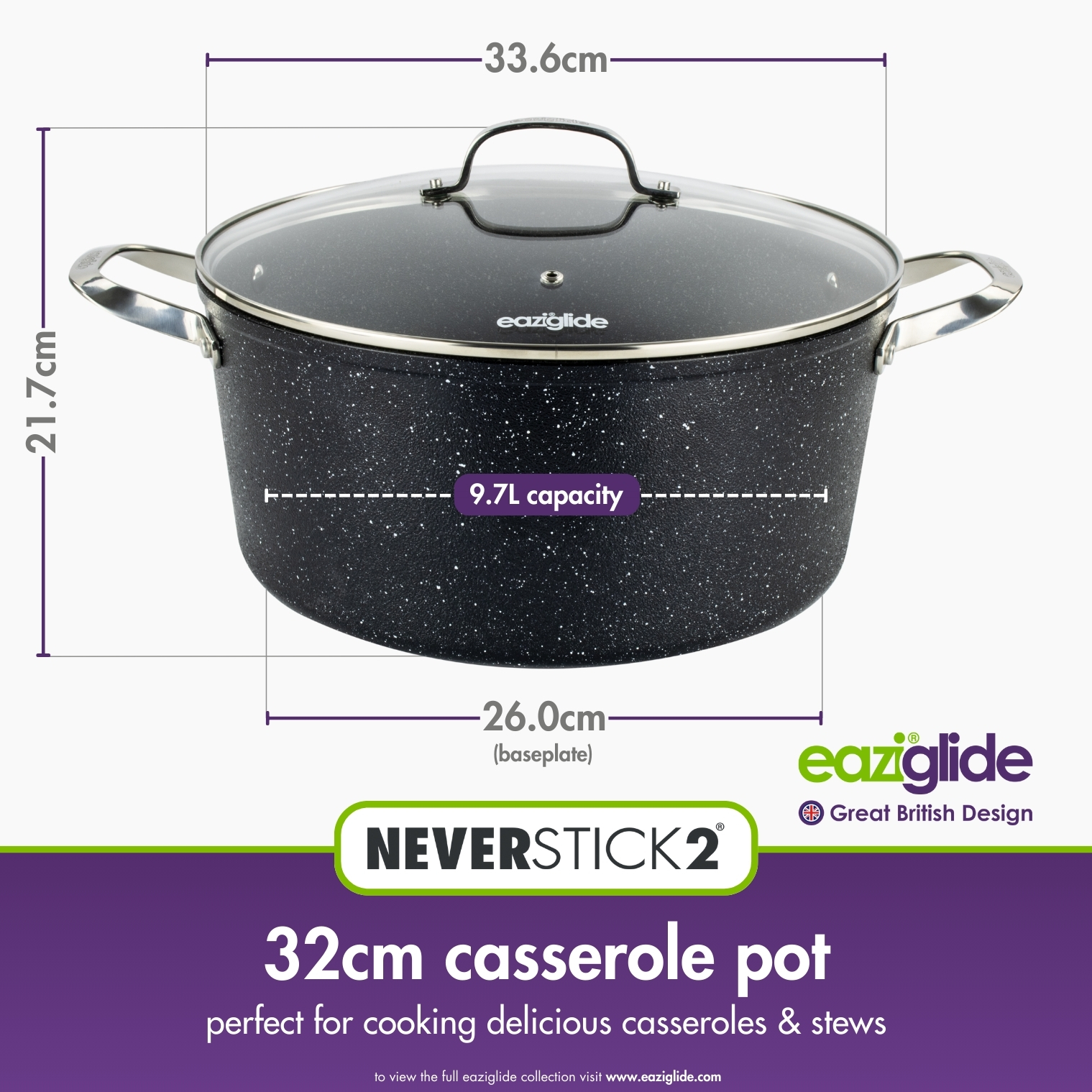 eaziglide-neverstick2-schmortopf-32-cm-tief-mit-deckel image 2