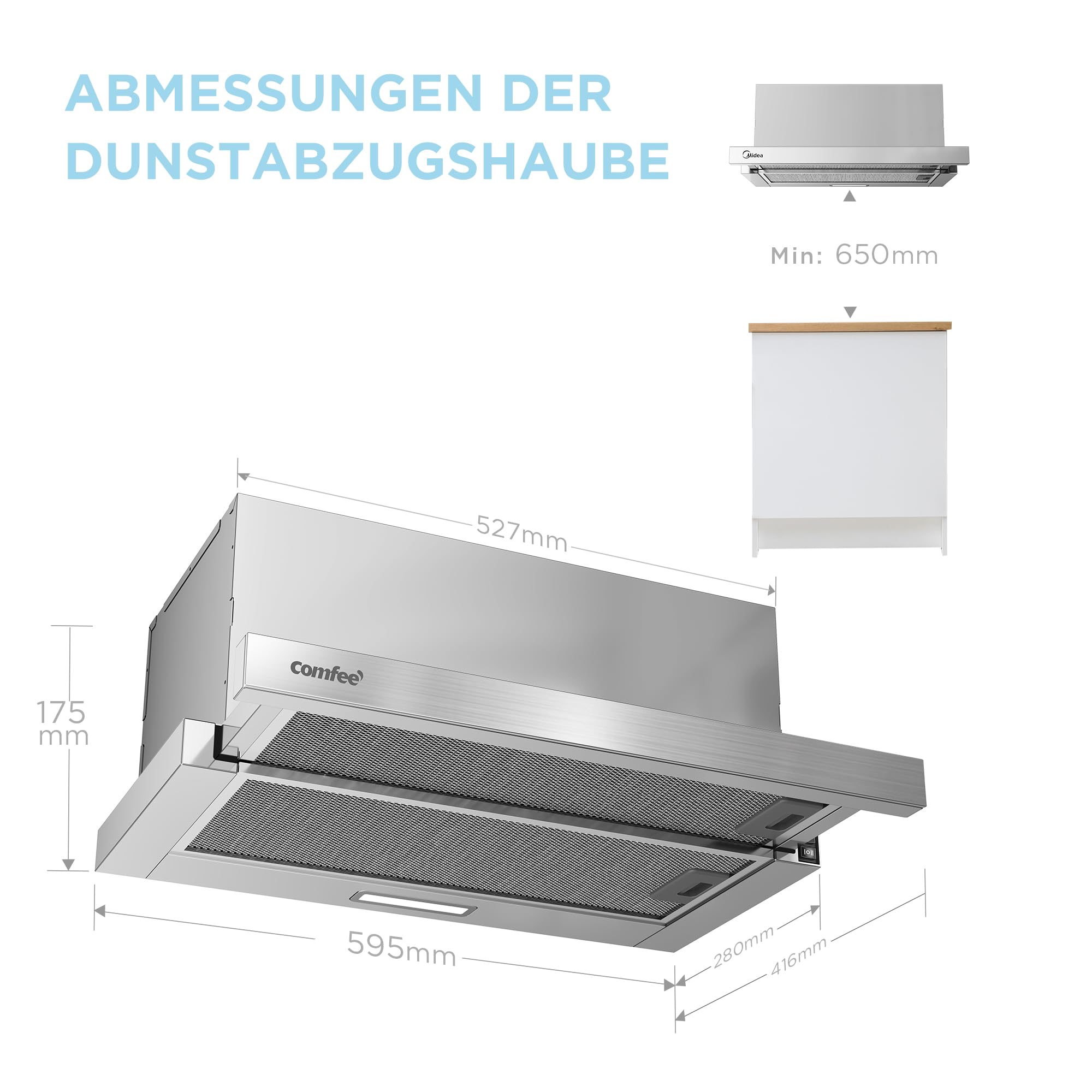 comfee-chl03m21s-flachschirmhaube-60-cm-a-silber-ausziehbar image 5