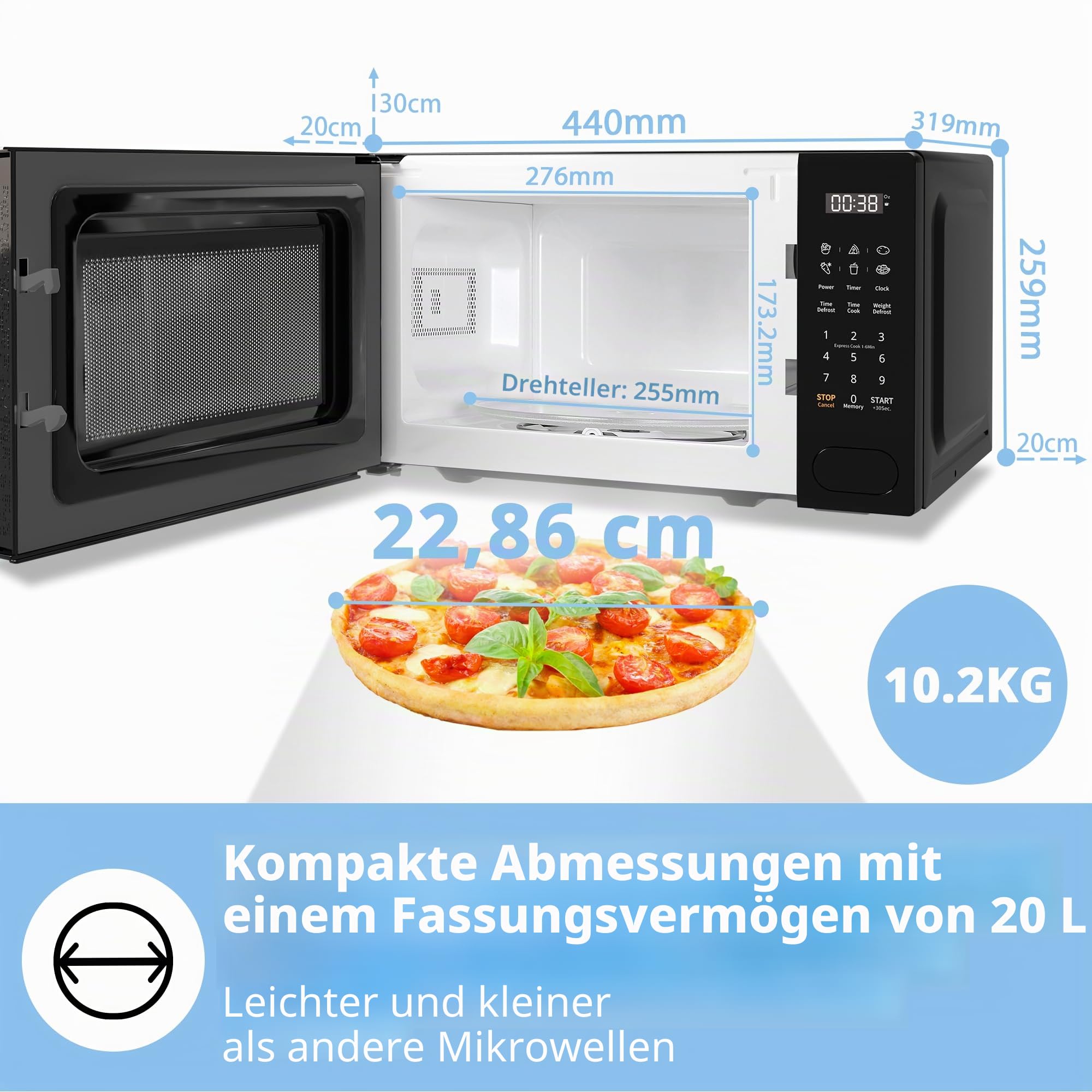 comfee-cm-e202cc-bk-digitale-mikrowelle-20l-700w-schwarz image 8