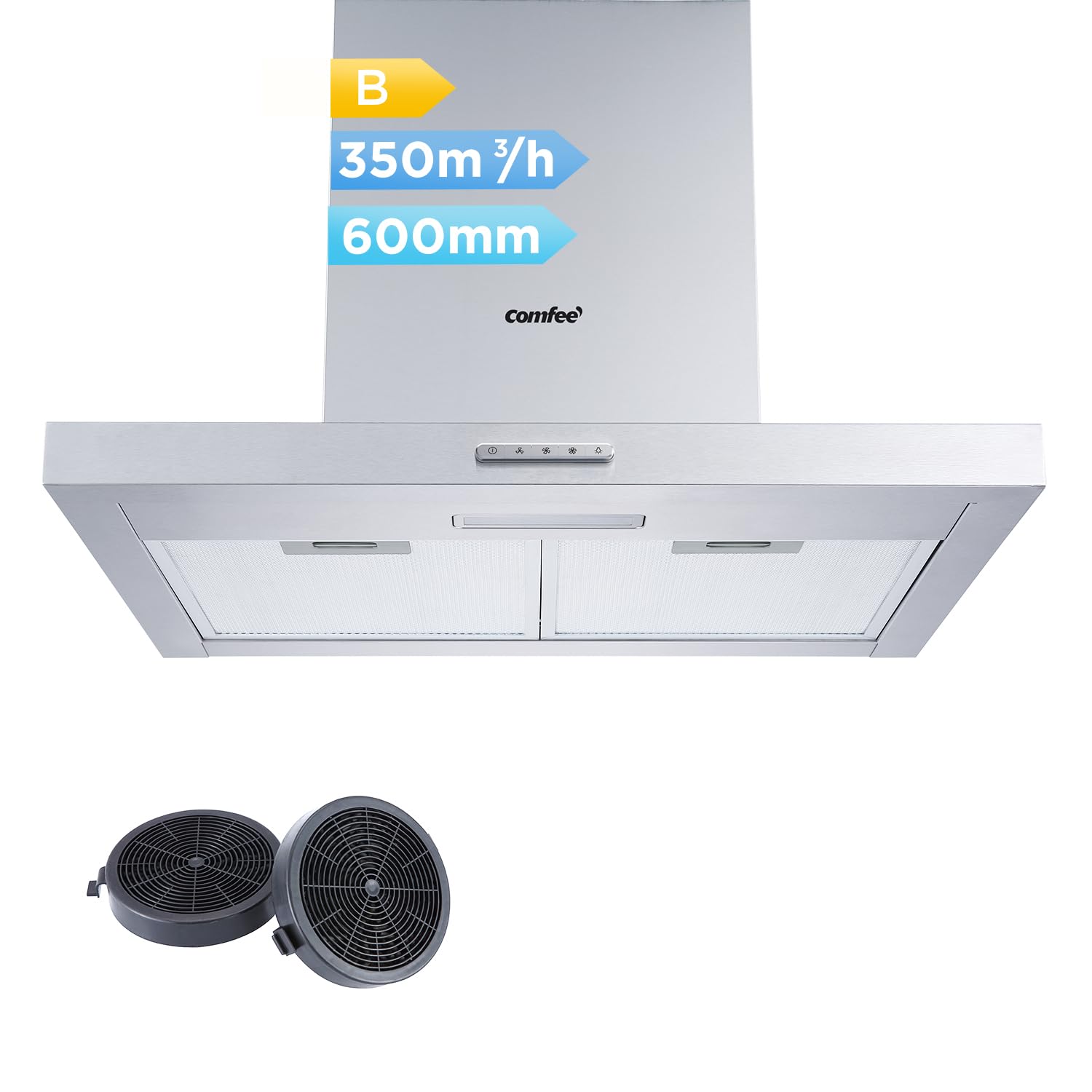 comfee-tshm17ss-60-kaminhaube-60-cm-edelstahl-dunstabzugshaube image 1